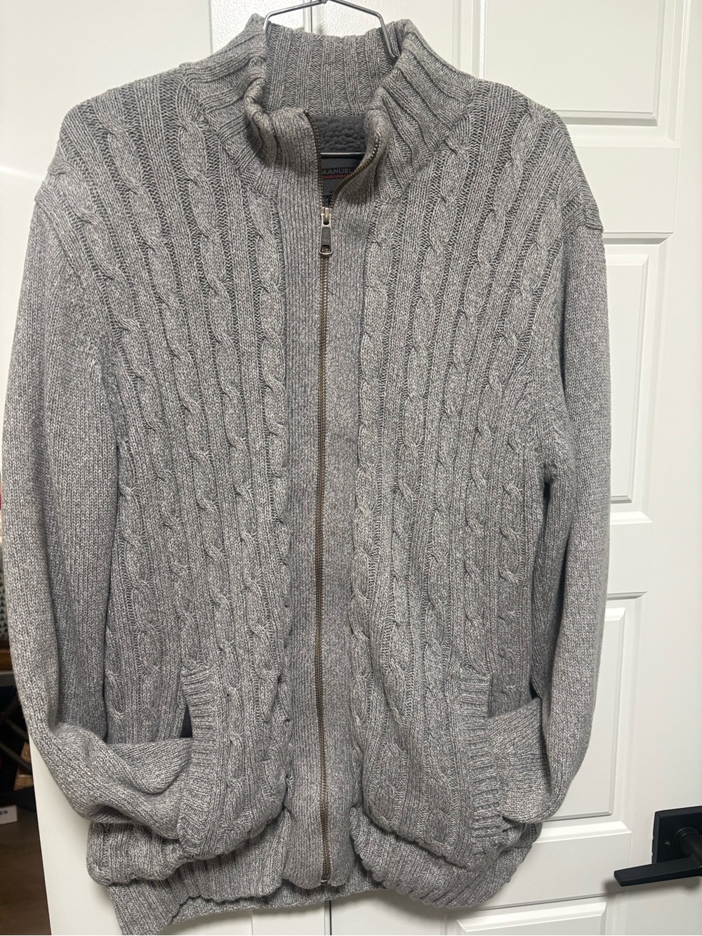 Emanuel Ungaro Light Gray Cable Zip-Up Sweater